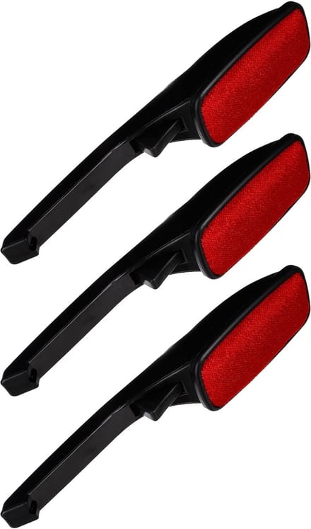 Kledingborstel/pluizenborstel zwart/wit - 3x - 25 cm - met roterende kop - Kleding borstel