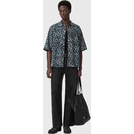 AllSaints Silesia Leo Ss Shirt Soft Ash Grey Größe: S | Casual hemden Outlet | Herren | Grau