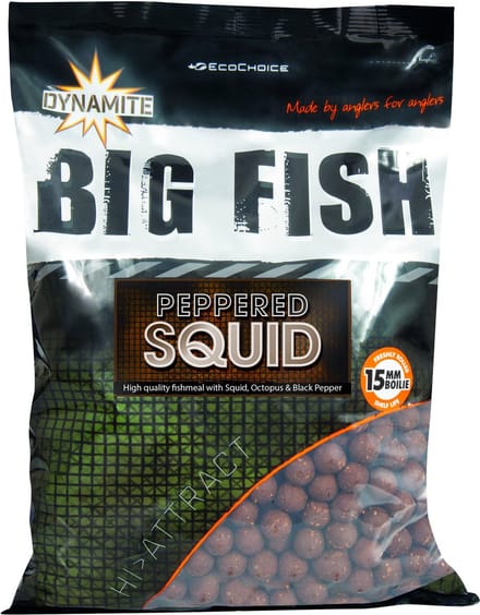 Dynamite Baits Big Fish Boilies | Peppered Squid | 1kg 20mm Peppered Squid