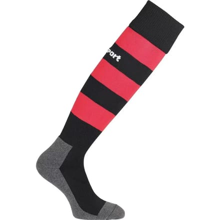 Uhlsport Team Pro Essential Stripe Voetbalkousen - Zwart / Rood | Maat: 41-44