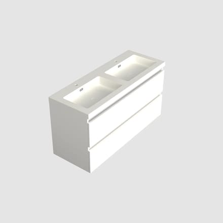 Dutchline Badmeubel Onderkast - Glans Wit - 120x46cm - 2 Lades - 2 Uitsparingen
