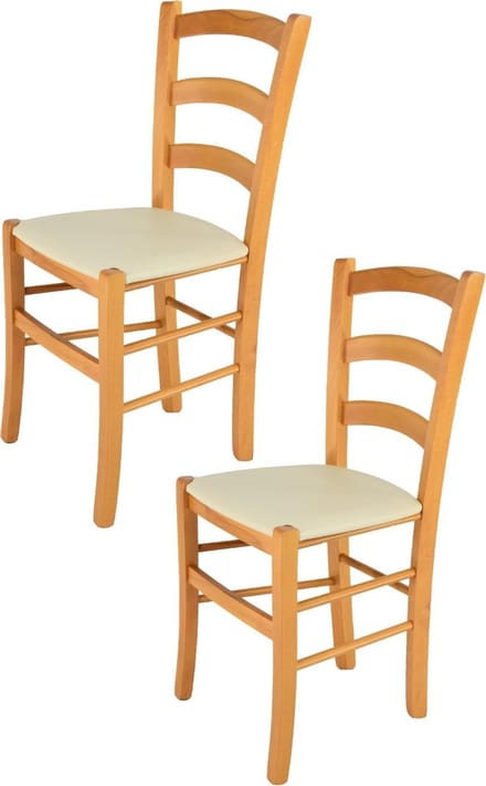 Tommychairs Venice - Eetkamerstoelen - Set van 2 - Bruin - Kunstleer en Hout