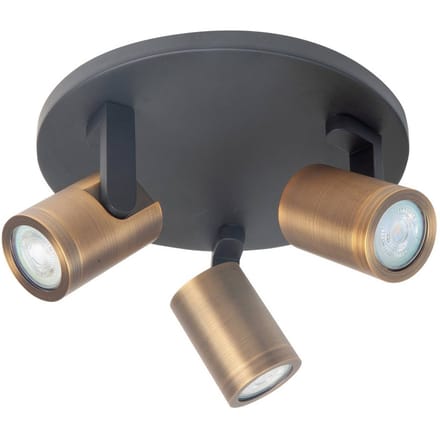 Opbouwspot Aston | Zwart + Brons Metaal | Rond | GU10 | 3-voudig | ⌀ 25cm