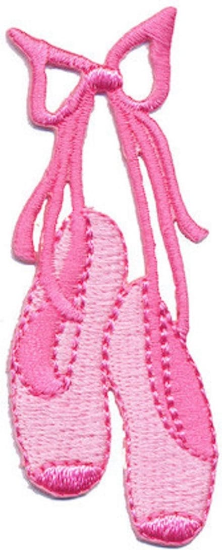 Strijkembleem - Patch - Balletschoenen - 2,5 x 7 cm - Roze