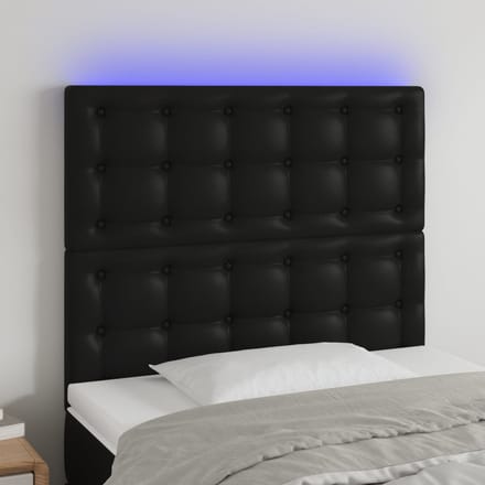 vidaXL - Hoofdbord - LED - 80x5x118/128 - cm - kunstleer - zwart