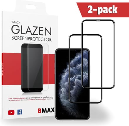 2-pack BMAX geschikt voor de Apple iPhone 11 Screenprotector Full Cover Glas | Dekt het volledige scherm! | Beschermglas | Tempered Glass