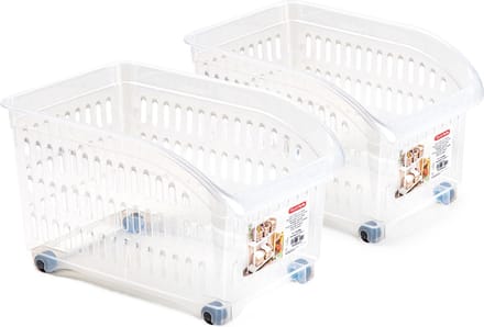 Plasticforte opberg Trolley Container - 2x - transparant - L30 x B18 x H19 cm - kunststof