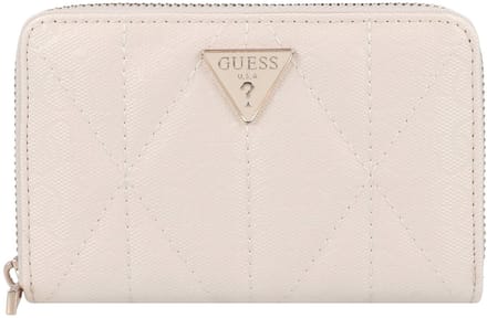 GUESS portemonnee Aldina SLG Medium Zip Around Wallet Cream White crème