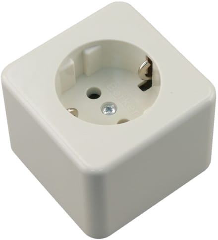Berker contactdoos opbouw 1-voudig randaarde crÃ¨me 66.025.42