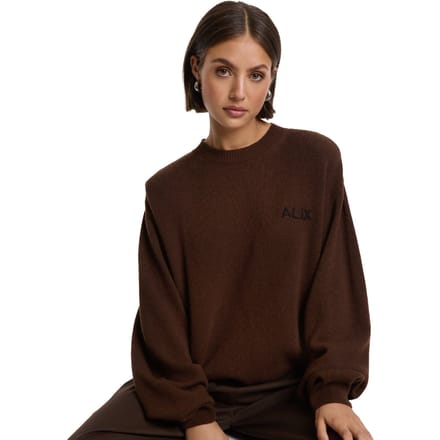 Alix The Label Ladies Knitted Shoulder Pads Pullover Dames - Sweater - Hoodie - Bruin - Maat S
