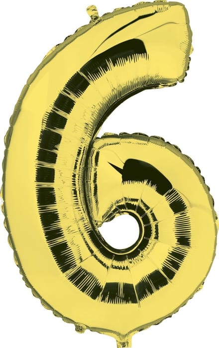 Folieballon Cijfer 6 Goud - 92 cm