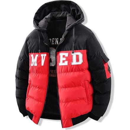 Verdikte Contrasterende Kleur Losse Afneembare Muts Dubbelzijdige Jas met Capuchon 4XL red