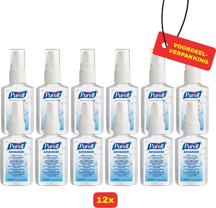12x - Purell desinfecterende handgel 60ml met pomp - Voordeelverpakking