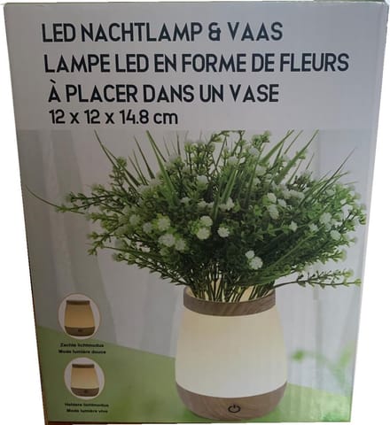 LED nachtlamp & vaas ø 12 cm | Moederdag cadeautje