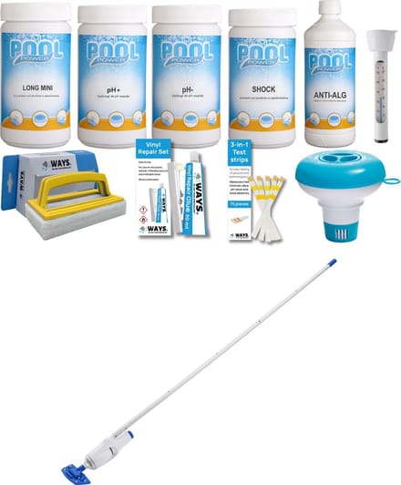 WAYS - Zwembad Onderhoud - Pakket Medium Deluxe & Oplaadbare zwembad stofzuiger