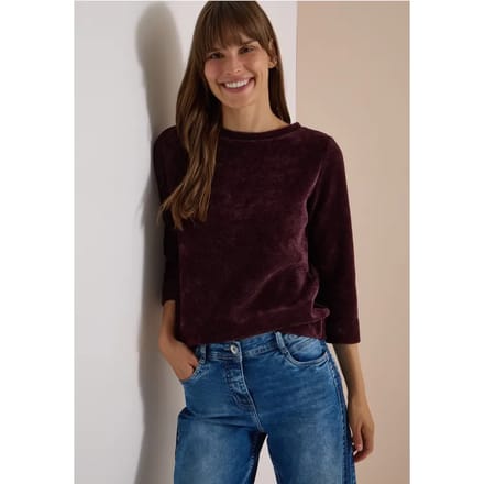 3/4-mouw shirt van corduroy met boothals