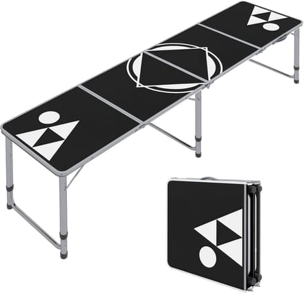 Outsunny-Bierpong Tisch-Aluminium, MDF-Schwarz