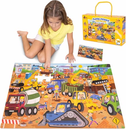 Reuzevloerpuzzel Bouwplaats - 48 Grote Stukken Puzzel voor Kinderen 2-8 Jaar