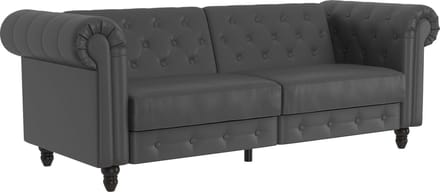 Felix 3-Zits Slaapbank met Verstelbare Rugleuning - Grijs PU - 236 cm