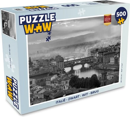 Puzzel Italië - Zwart - Wit - Brug - Legpuzzel - Puzzel 500 stukjes