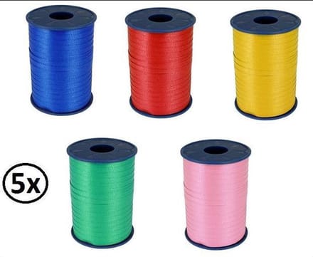 5x Krul lint 5mm assortie 500m