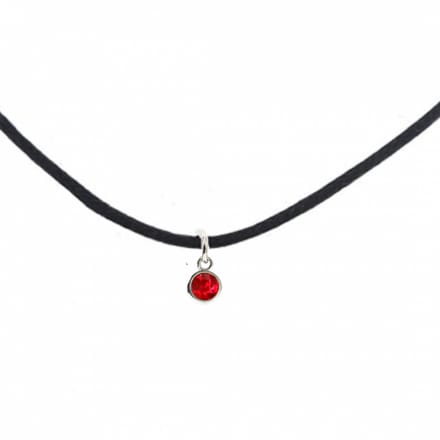 Ketting Arcen suede rode steen 45 cm - Charme Bijoux