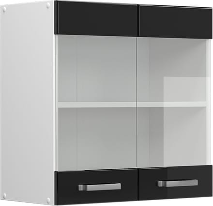 Vicco R-Line Glazen keukenkast – 60 cm Zwart hoogglans