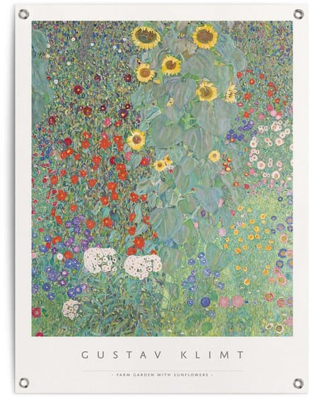 Tuinposter Gustav Klimt - Zonnebloemen - 80 x 60 - Canvas - REINDERS