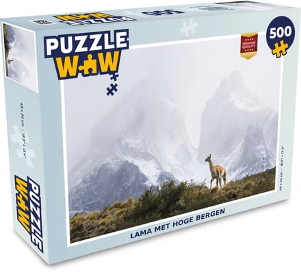 Puzzel Lama - Sneeuw - Bergen - Legpuzzel - Puzzel 500 stukjes