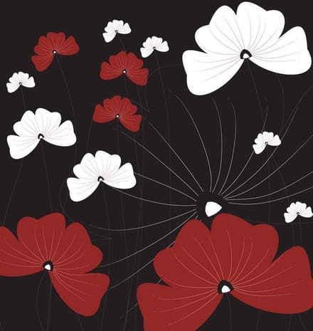 Fotobehang - Flowers on Black 225x250cm - Vliesbehang