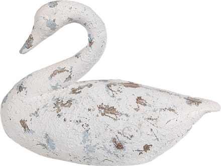 Clayre & Eef Decoratie Beeld Zwaan 32x14x22 cm Wit Bruin Polyresin