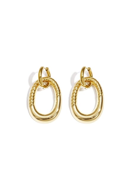 Statement oorbellen met gedetailleerde ovale hanger - Goud - Yehwang