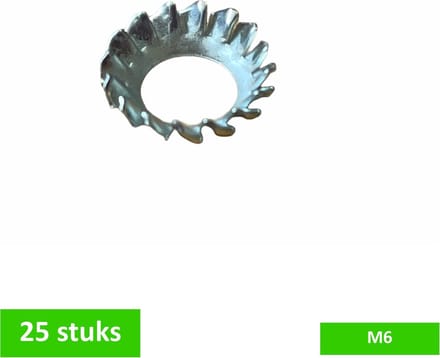 TQ4U getande veerring - M6 - hoog model - hoogte 3 mm - verzinkt - 25 STUKS