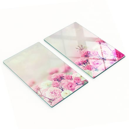 Set van twee glazen snijplanken met wilde rozenmotief, 2x30x52 cm