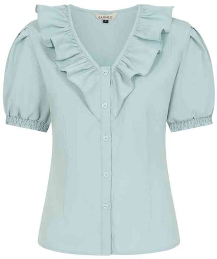 Banned - Fran Frill Blouse - XS - Blauw