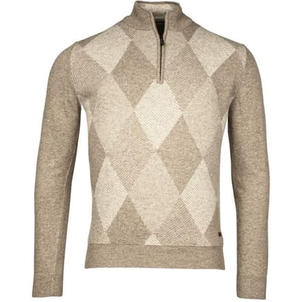 Baileys Trui Half Zip Argyle Pattern Donker Zand / male