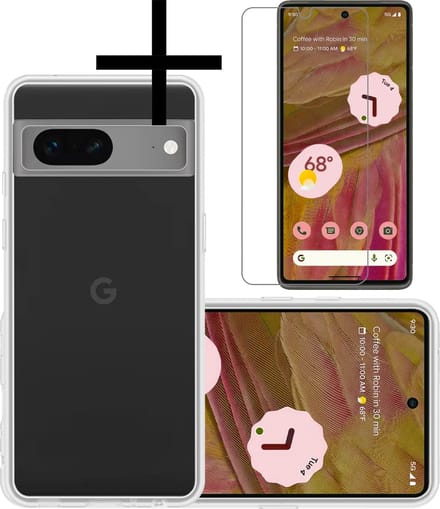Hoesje - Met Screenprotector - Geschikt voor Google Pixel 7 - Sterk & Shockproof - Back Cover - Siliconen Case - Telefoon Hoes - Transparant