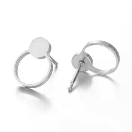 Gading® Oorknopjes - RVS dames Oorknoppen met rondje  - zilver