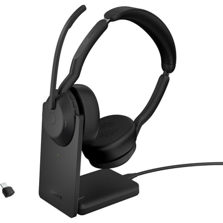 Jabra Evolve2 55 UC Stereo On Ear headset Bluetooth Stereo Zwart Noise Cancelling Microfoon uitschakelbaar (mute), Volumeregeling Computer