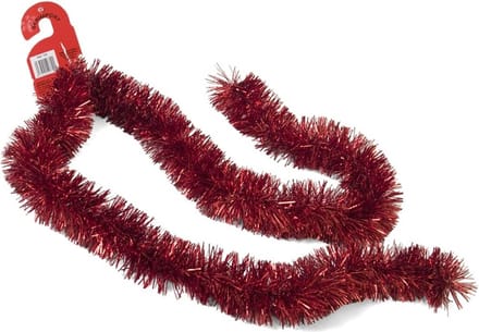 Kerstslinger - rood - folie lametta - 180 x 7 cm - kerstboom versiering / guirlandes - kerstversiering