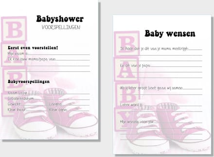 2x20 leuke Babyshowerkaarten | Babyshower | spelletje invulkaarten (A5 formaat) 2x20Babyshower03