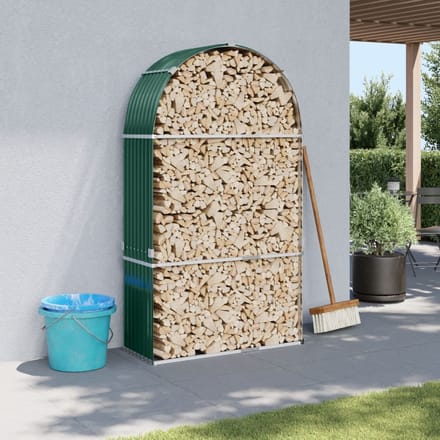vidaXL - Haardhoutopslag - 120x45x210 - cm - gegalvaniseerd - staal - groen