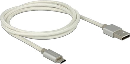 Premium USB Micro B naar USB-A snellaadkabel - USB2.0 - tot 3A / wit - 1 meter
