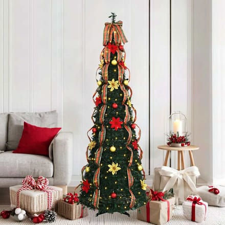 vidaXL - Kunstkerstboom - met - 150 - LED - met - standaard - Groen - 185 - cm - PVC
