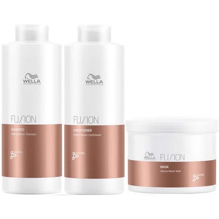 Wella Professionals Fusion Repair Shampoo, Conditioner and Mask Super Size Regime Bundle