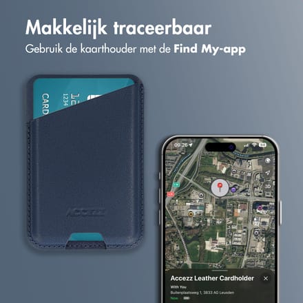 Accezz Magnetische Leren Pasjeshouder - Wallet Kaarthouder geschikt voor Apple Find My - Nightfall Blue