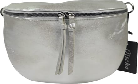 Qischa® - Crossbody heuptas bumbag - uni riem - soft - zilver metallic - large size