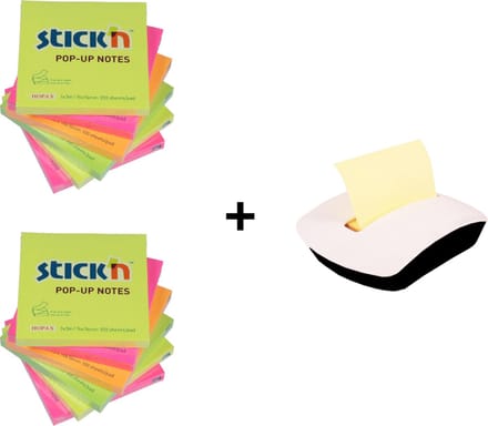 Stick'n Sticky Z-notes - 12 blokjes neon gemengd - inclusief memoblokhouder