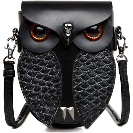 Retro PU Dames Schoudertas Steampunk Uil Schuif Kleine Tas Creatieve Muntportemonnee gray