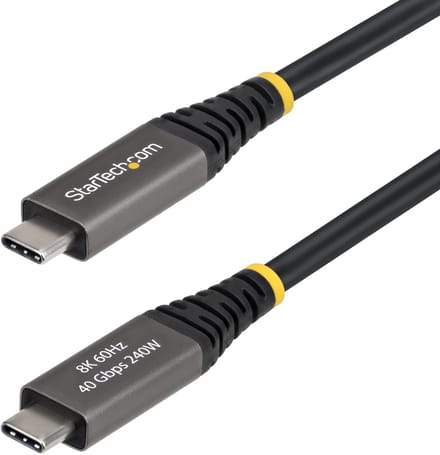 StarTech.com 2m Actieve USB4 Kabel, 40Gbps, 240W PD, 8K 60Hz/4K 240Hz DP2.1 DP40, TPE Mantel, Thunderbolt 4 Compatibele USB-C Kabel, Zwart